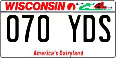 WI license plate 070YDS