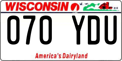 WI license plate 070YDU