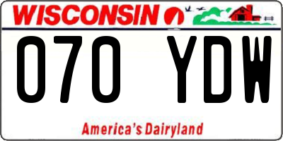 WI license plate 070YDW