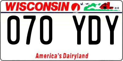 WI license plate 070YDY