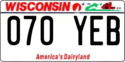 WI license plate 070YEB