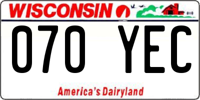 WI license plate 070YEC