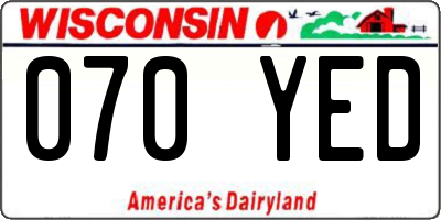 WI license plate 070YED