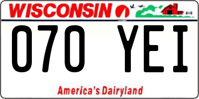 WI license plate 070YEI