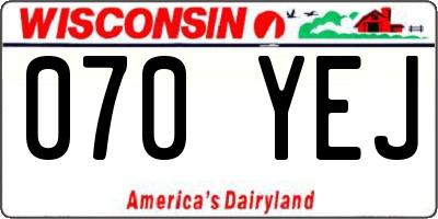 WI license plate 070YEJ