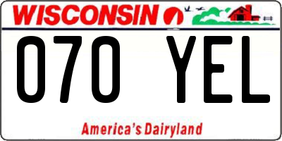 WI license plate 070YEL