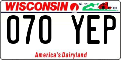 WI license plate 070YEP