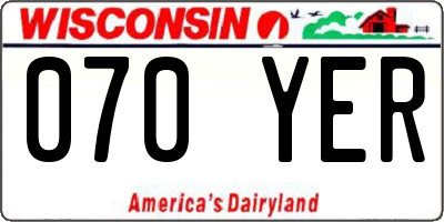 WI license plate 070YER