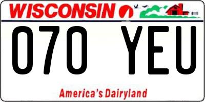 WI license plate 070YEU