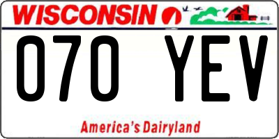 WI license plate 070YEV