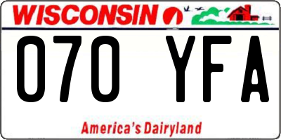 WI license plate 070YFA