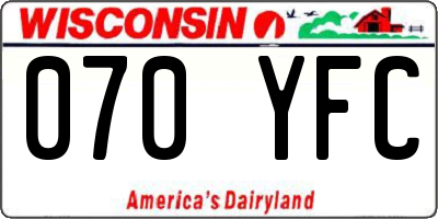 WI license plate 070YFC