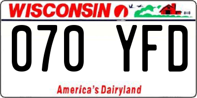 WI license plate 070YFD
