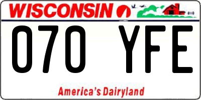 WI license plate 070YFE