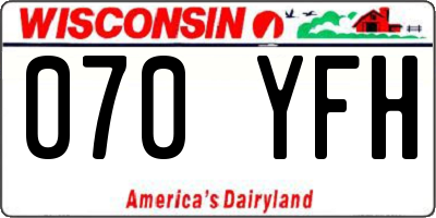 WI license plate 070YFH