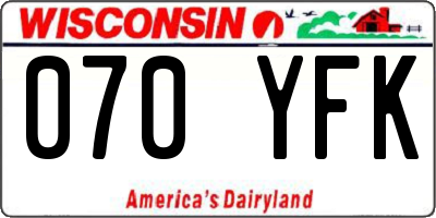 WI license plate 070YFK
