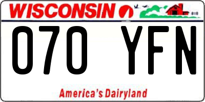 WI license plate 070YFN