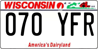 WI license plate 070YFR