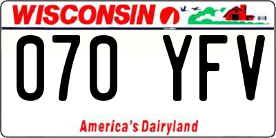 WI license plate 070YFV