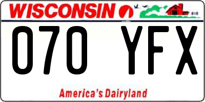 WI license plate 070YFX