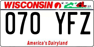 WI license plate 070YFZ