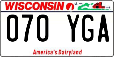 WI license plate 070YGA
