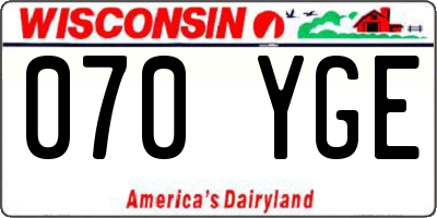 WI license plate 070YGE