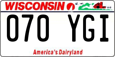 WI license plate 070YGI