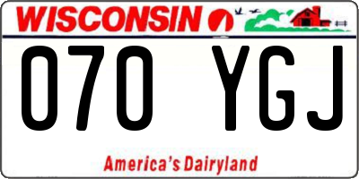 WI license plate 070YGJ