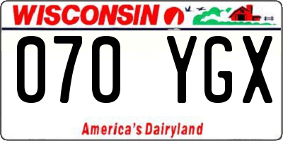 WI license plate 070YGX