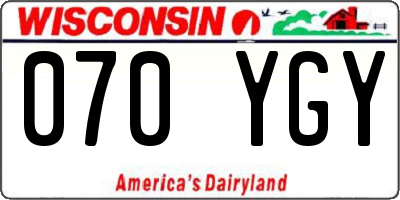 WI license plate 070YGY