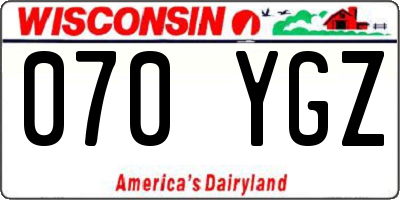 WI license plate 070YGZ