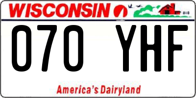 WI license plate 070YHF