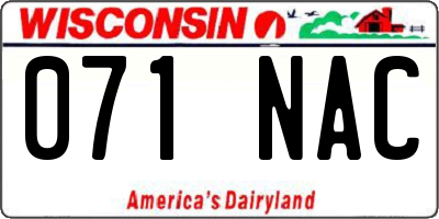 WI license plate 071NAC