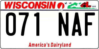 WI license plate 071NAF