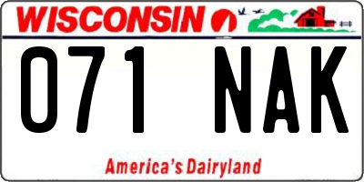 WI license plate 071NAK