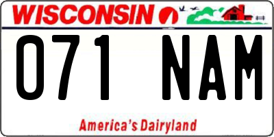 WI license plate 071NAM