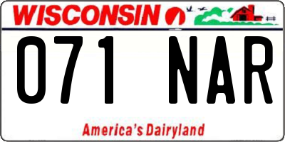 WI license plate 071NAR