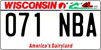 WI license plate 071NBA
