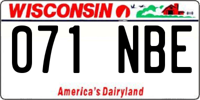 WI license plate 071NBE
