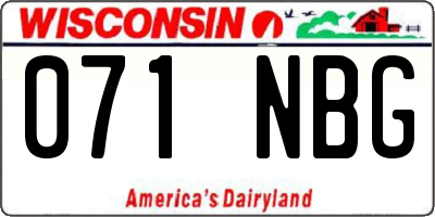 WI license plate 071NBG