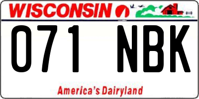 WI license plate 071NBK