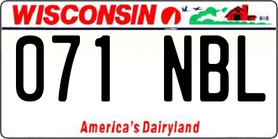 WI license plate 071NBL