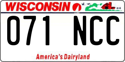 WI license plate 071NCC