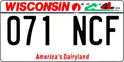 WI license plate 071NCF