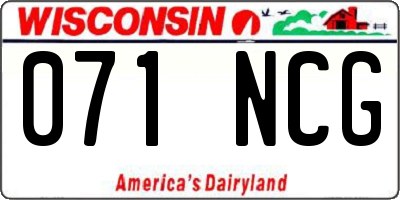WI license plate 071NCG