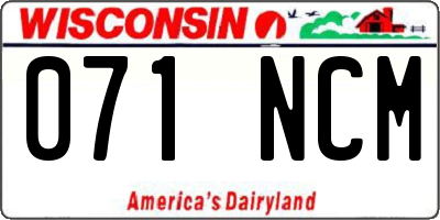 WI license plate 071NCM