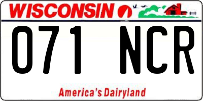 WI license plate 071NCR