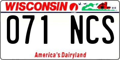 WI license plate 071NCS