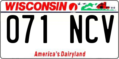 WI license plate 071NCV
